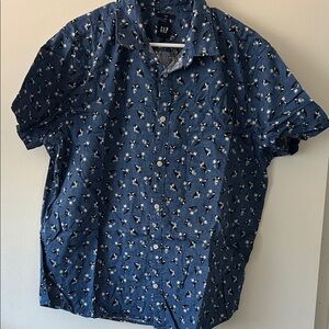 GAP Men's Navy Floral Casual Shirt